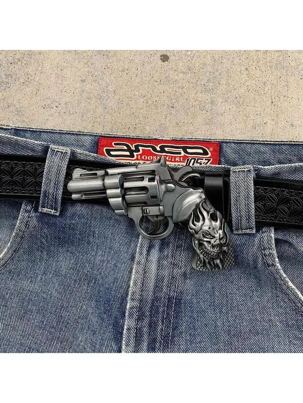 Grunge Punk Gun Skeleton Y2K 2000s style belt. 47 inches length